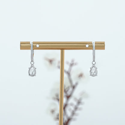 Pear Cut Lab Diamond Dangle Hoop Earrings