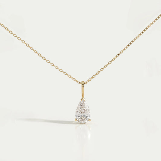 Lab Diamond Pear Cut Solitaire Pendant Necklaces