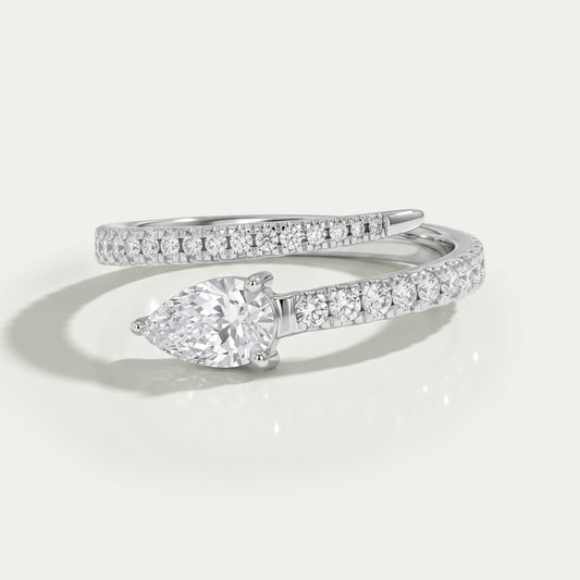 Pear Cut Lab Diamond Spiral Anniversary Ring Rings