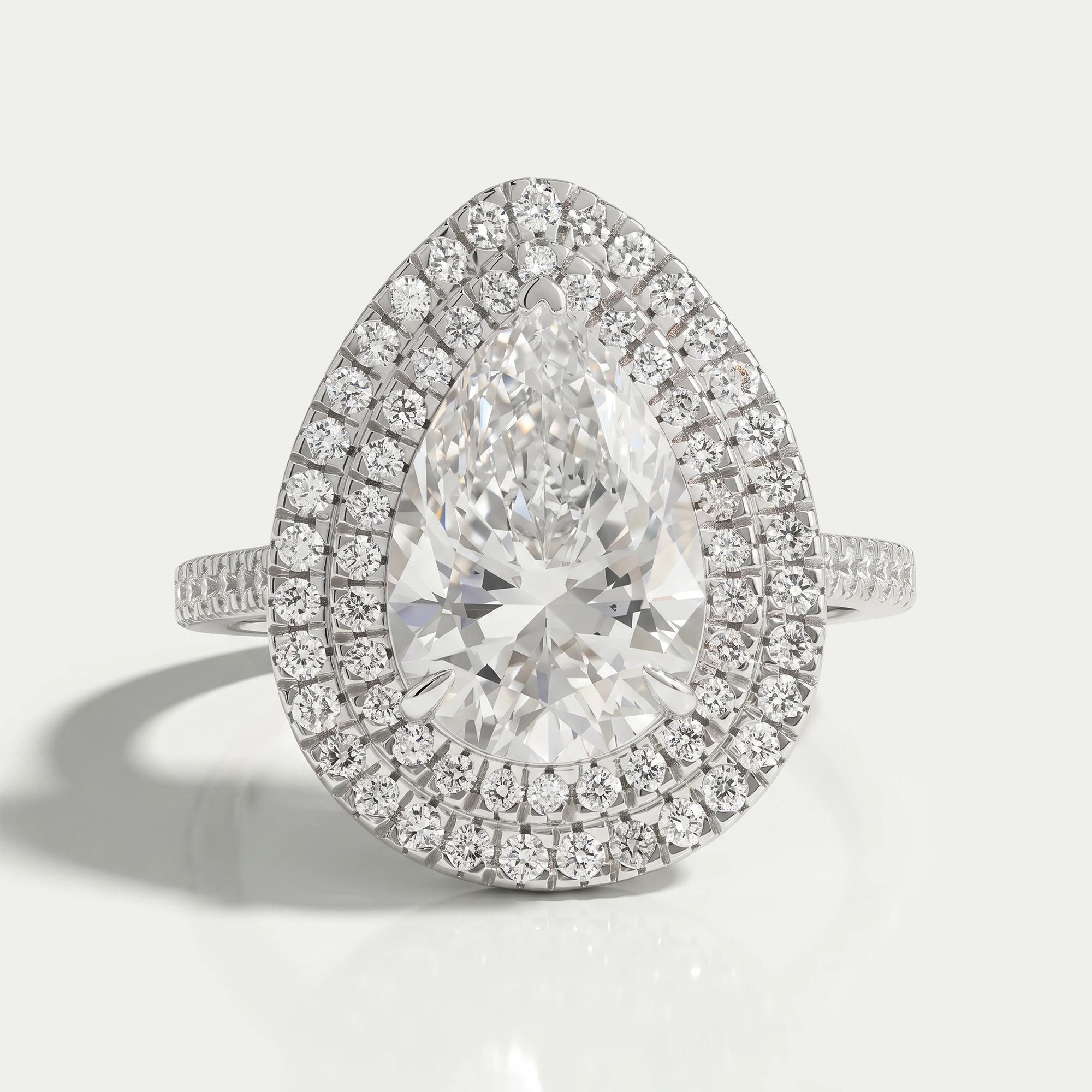 Pear Diamond Double Halo Engagement Ring
