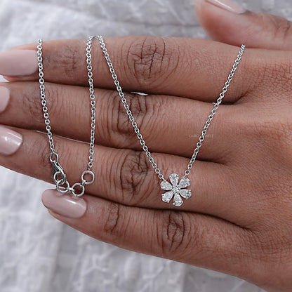 Pear Cut Lab Diamond Flower Pendant Necklaces