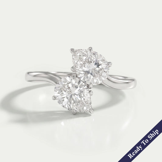 Dual Pear Diamond Bypass Engagement Ring Ring