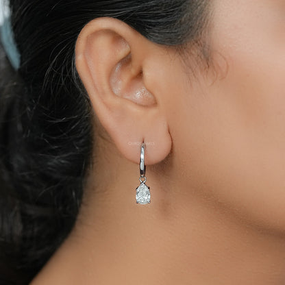Pear Cut Lab Diamond Dangle Hoop Earrings