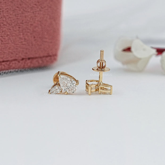 Toi Et Moi Pear Lab Diamond Stud Earrings