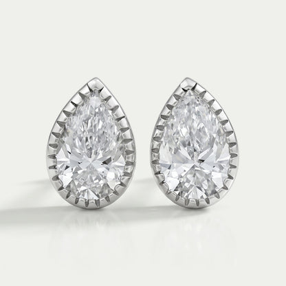 Lab Grown Pear Cut Diamond Milgrain Set Earrings Earrings
