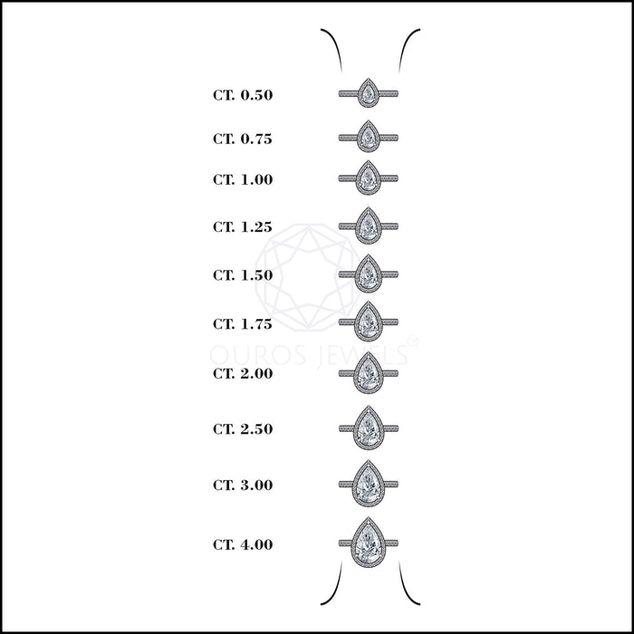 Pear Cut Halo Solitaire Accent Engagement Ring