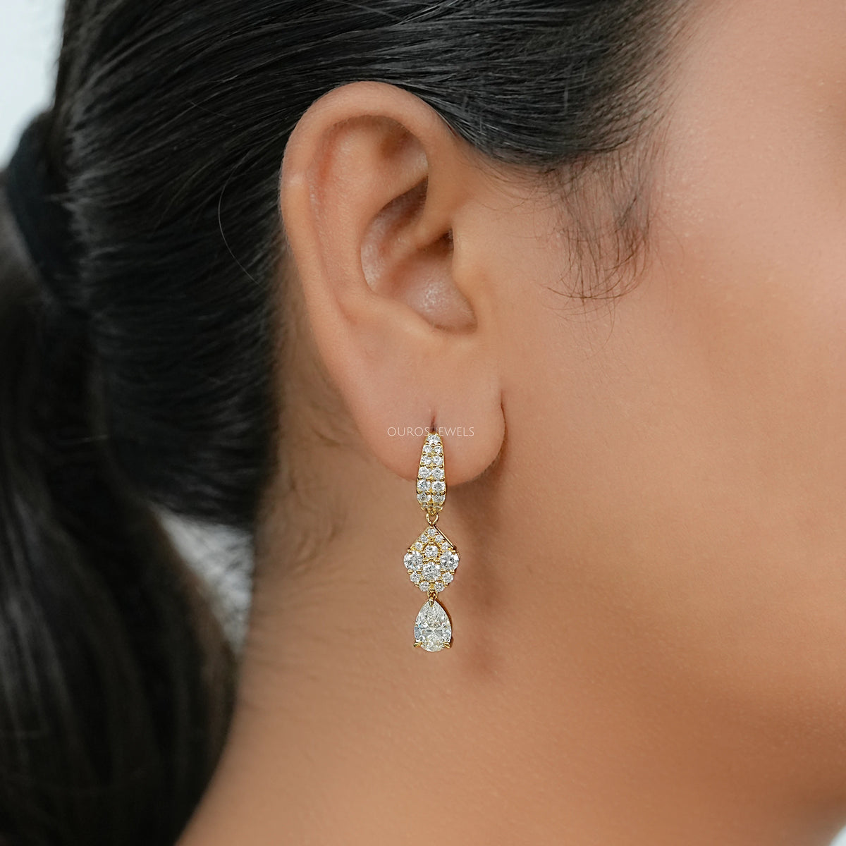 Trio Rosenschliff Runde Diamant-Halo-Ohrstecker