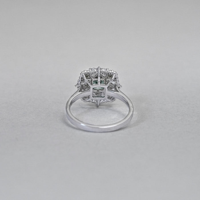 Asscher Cut Green Lab Diamond Cluster Engagement Ring Ring