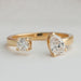 Pear And Round Cut Lab Diamond Open Cuff Ring