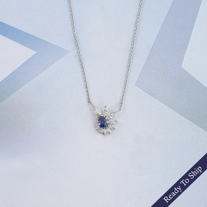 Sapphire Pear And Marquise Floral Cluster Pendant