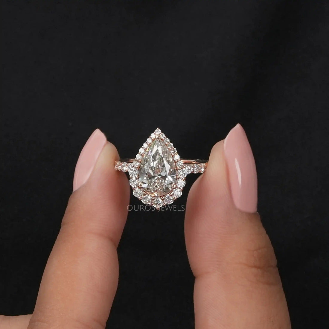 Rose Gold Pear Cut Diamond Engagement Ring