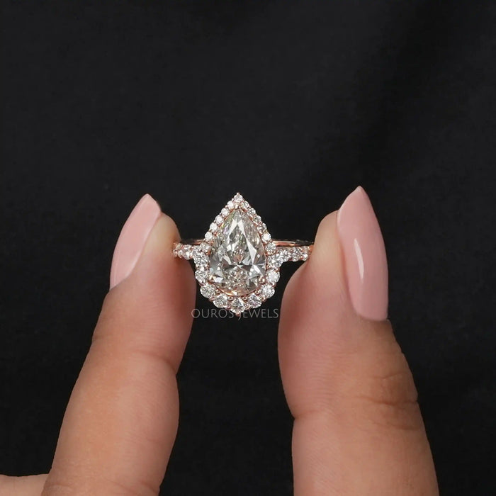 Rose Gold Pear Cut Diamond Engagement Ring