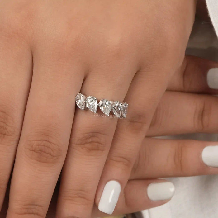 Pear Cut Five Stone Lab Grown Diamond Dainty Ring