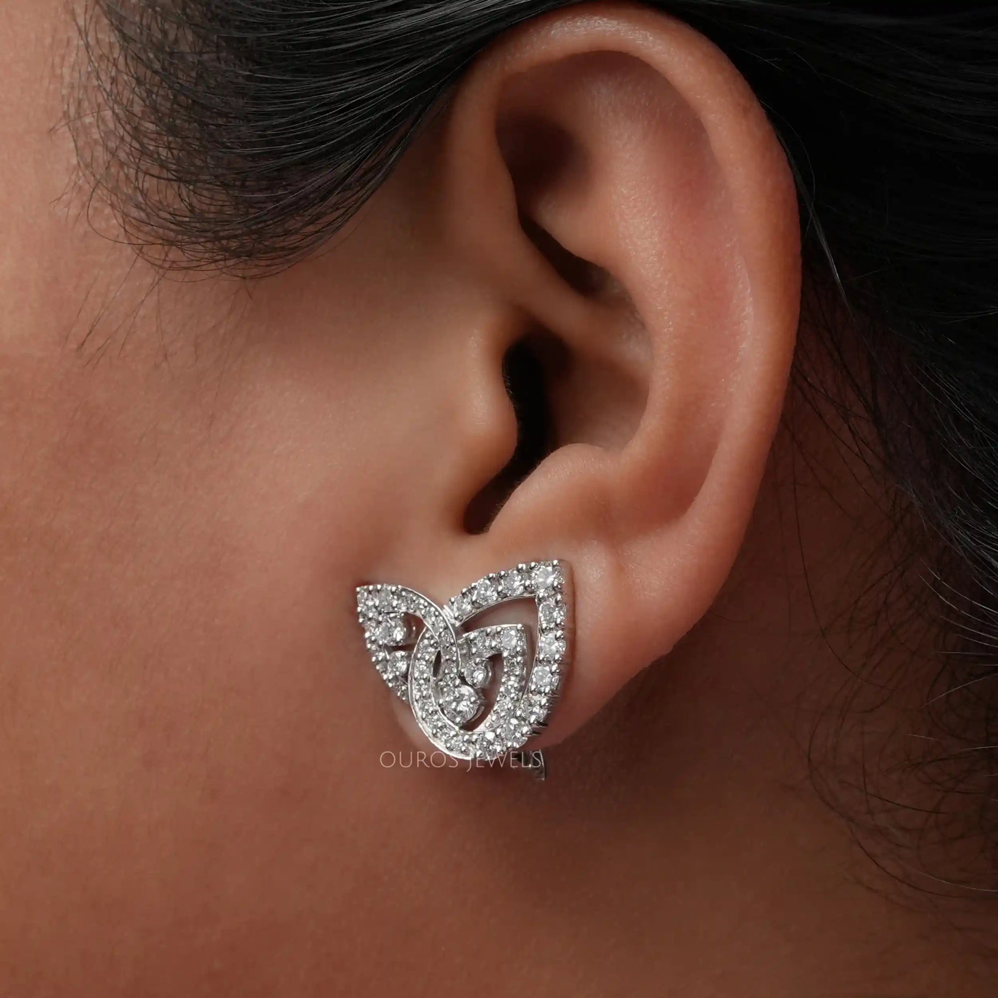 Round Cluster Diamond Clip On Back Earrings Earring