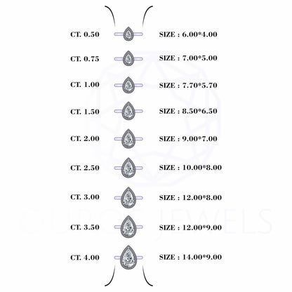 Pear Lab Diamond Halo Solitaire Engagement Ring Rings