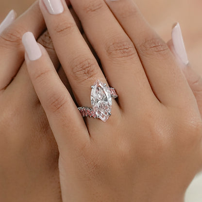 Fancy Pink Marquise Lab Diamond Bypass Ring Ring
