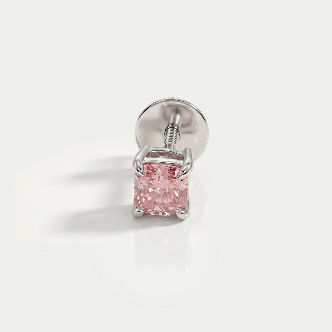 Pink Cushion Cut Single Stud Earring Earring