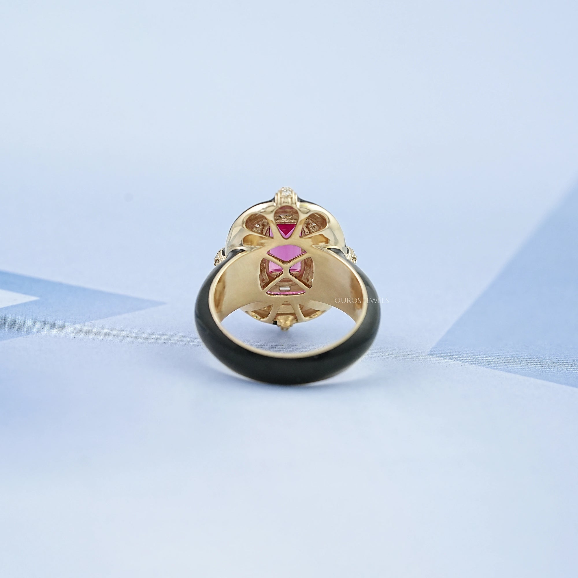 Sapphire Baguette With Enamel Cocktail Ring Rings