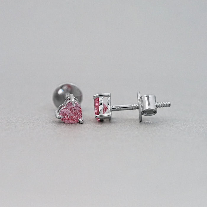 Pink Heart Cut Diamond Earrings Earring
