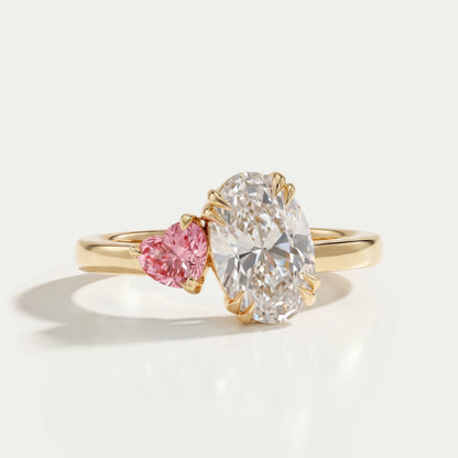 Oval And Heart Cut Lab Grown Diamond Toi Et Moi Ring