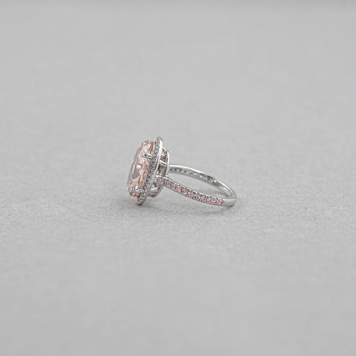 Fancy Pink Oval Cut Lab Diamond Halo Engagement Ring Ring