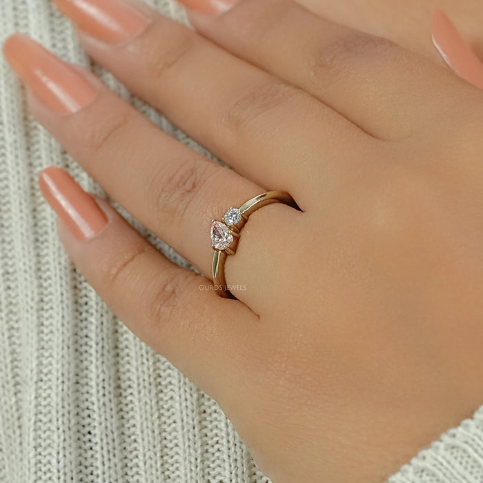 Pink Pear Lab Diamond Toi Et Moi Engagement Ring