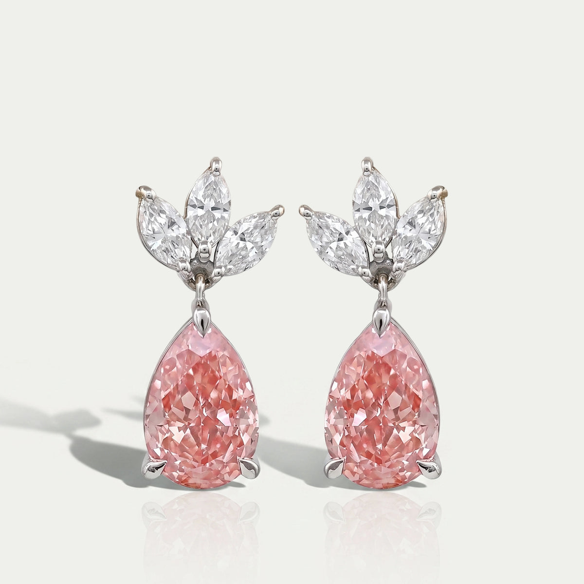 Fancy Pink Pear And Marquise Diamond Drop Earrings Earrings