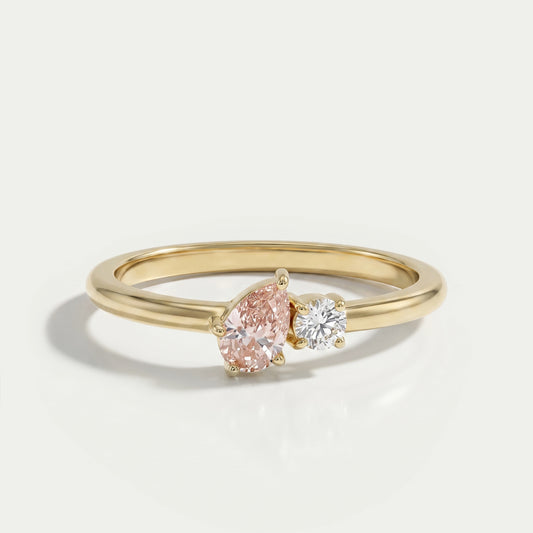 Pink Pear Lab Diamond Toi Et Moi Engagement Ring Ring