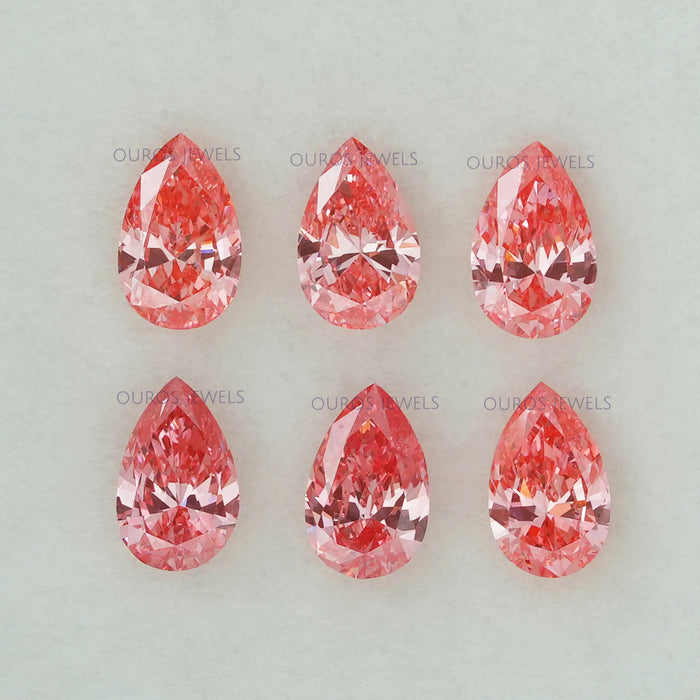 0.31 Carat Each Pink Pear Cut Lab Diamond Loose