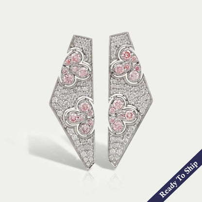 Pink Round Cut Lab Grown Diamond Screw Back Earrings