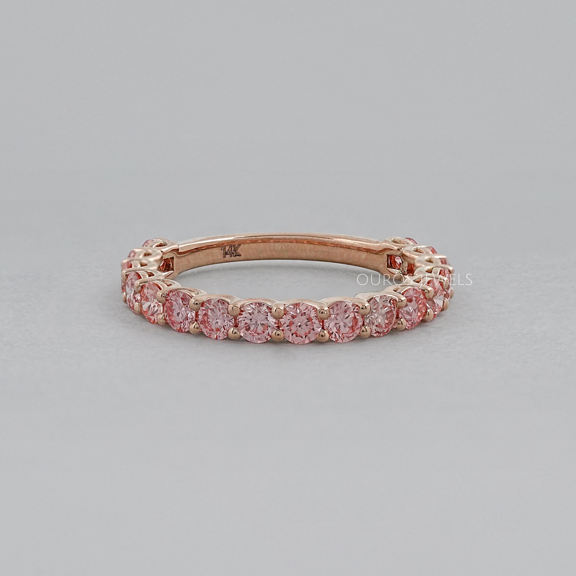 Rosa Rundschliff Diamant Halb Ehering