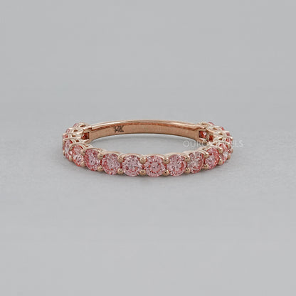 Rosa Rundschliff Diamant Halb Ehering