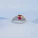 Ruby Cushion Gemstone And Lab Diamond Split Shank Ring Rings