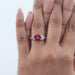 Ruby Cushion Gemstone And Lab Diamond Split Shank Ring Rings