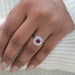 Ruby Round And Lab Diamond Floral Halo Engagement Ring