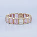 Sapphire Pink Emerald Cut Bezel Set Eternity Wedding Band Rings