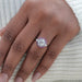 Bezel OEC Round Cut And Pink Sapphire Halo Engagement Ring