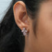 Floral Shape Pink Round Cut Push Back Stud Earrings
