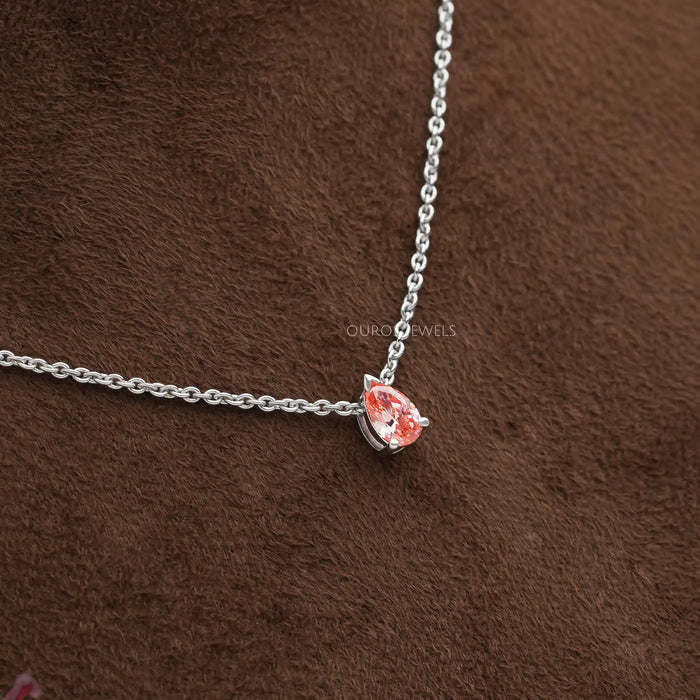 Pink Pear Cut Lab Grown Diamond Pendant Necklaces