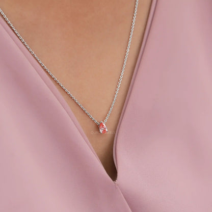 Pink Pear Cut Lab Grown Diamond Pendant Necklaces