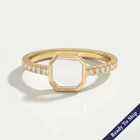Asscher-Diamantring im Portraitschliff