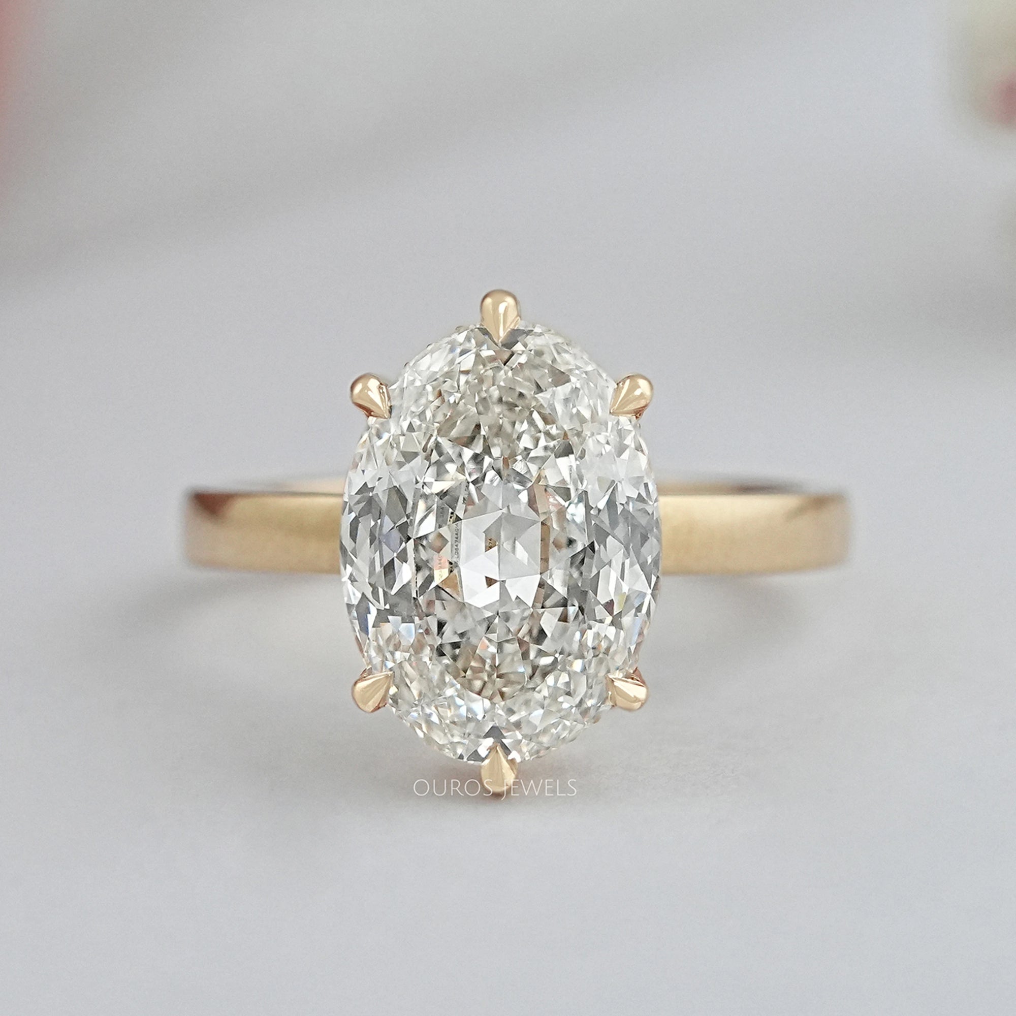 Portuguese Oval Cut Lab Grown Engagement Ring Ring