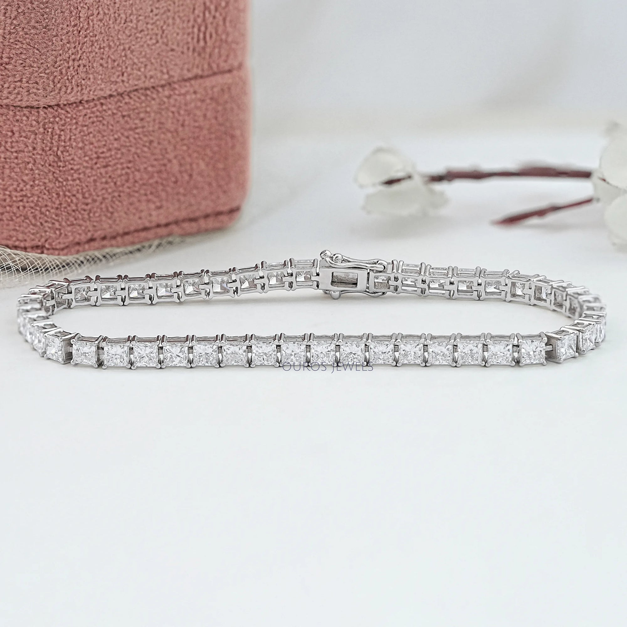 Princess Cut Lab Grown Diamond Tennis Bracelet Prong Set Bracelet