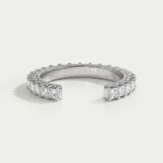 Open Cuff Princess Lab Diamond Eternity Band Rings