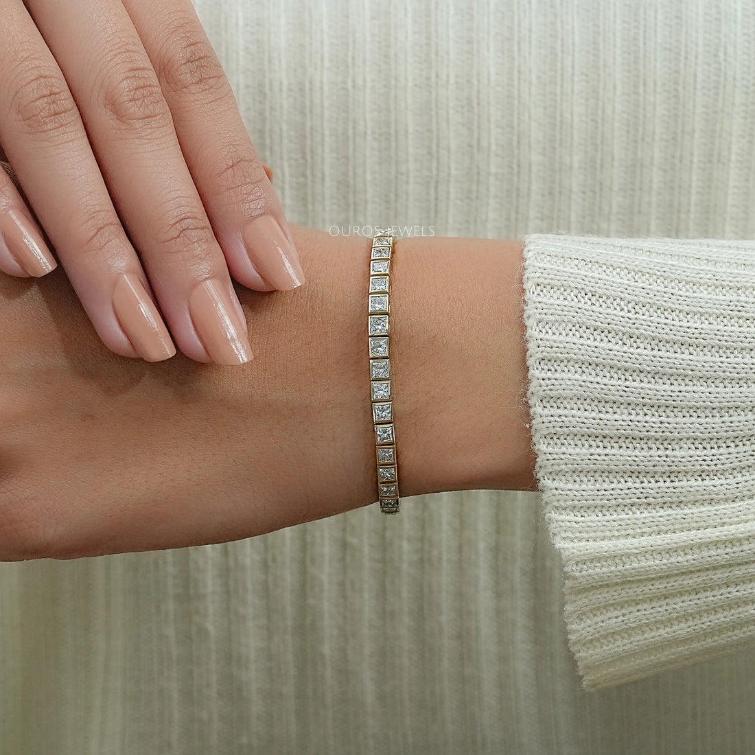 Princess Cut Lab Grown Diamond Tennis Bracelet Bracelet