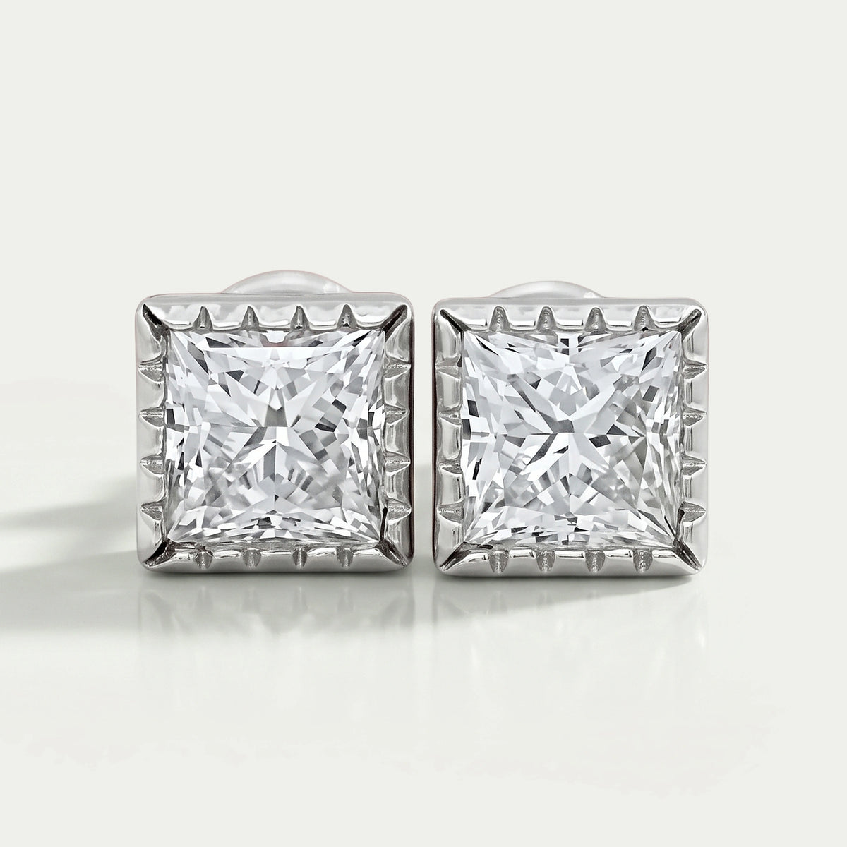 Milgrain Set Princess Lab Grown Diamond Stud Earrings Earrings