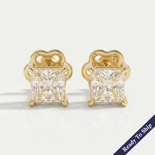 Yellow Princess Diamond Solitaire Stud