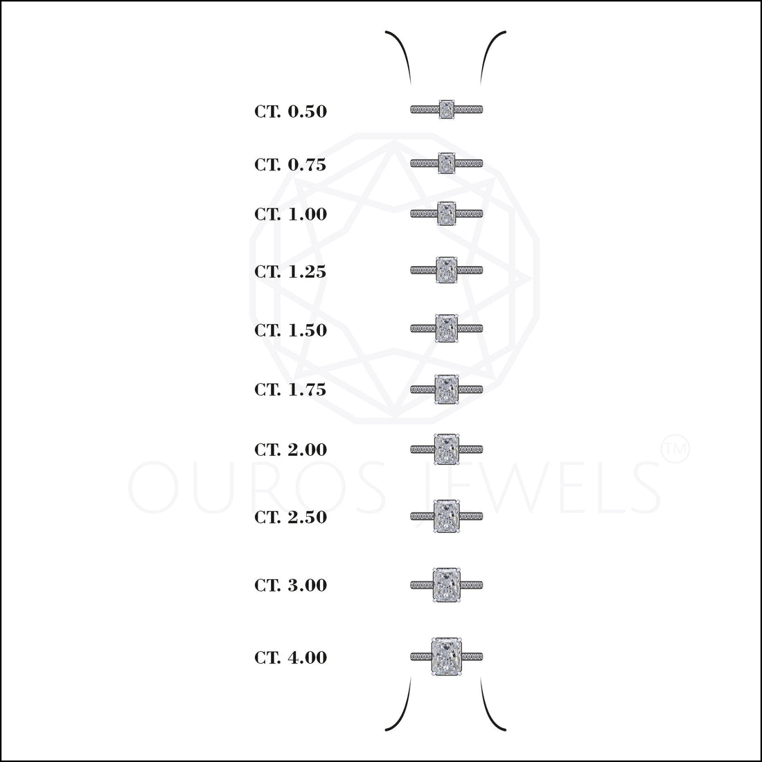 Radiant Cut Solitaire Accent Diamond Engagement Ring Rings