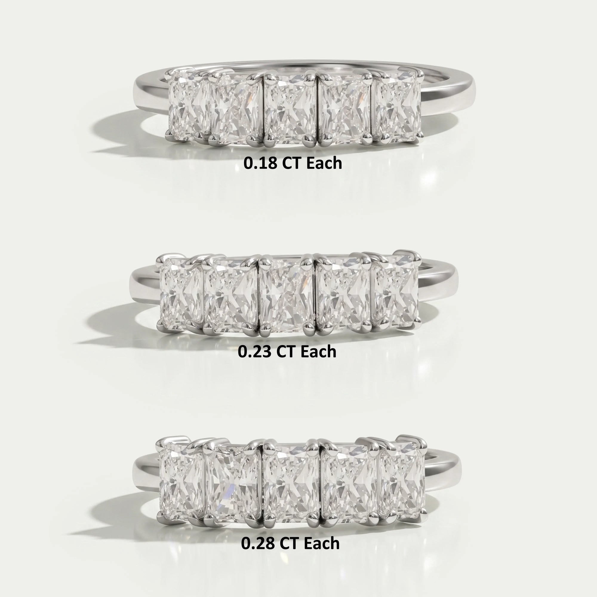 Fünf Stein Radiant Schliff Labor Diamantring