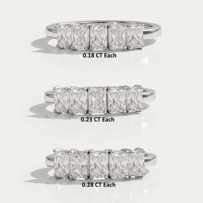 Fünf Stein Radiant Schliff Labor Diamantring